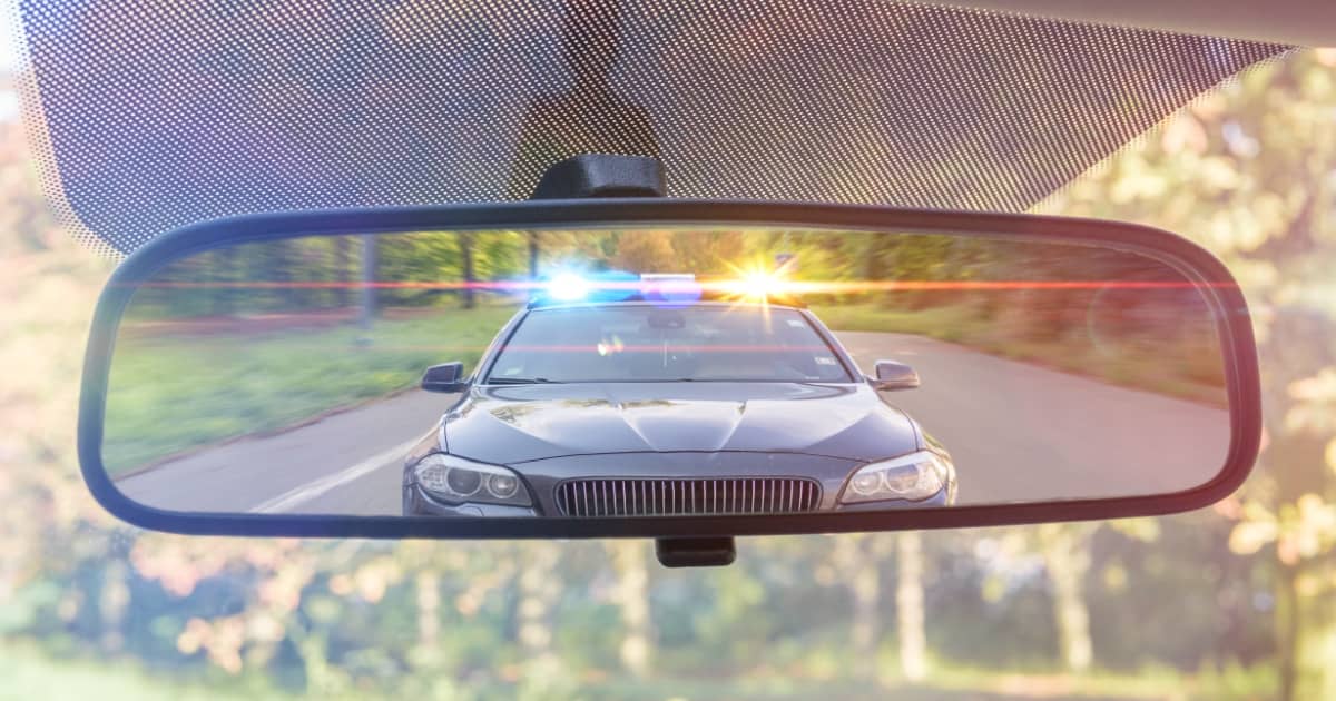 Rearview mirror after being pulled over